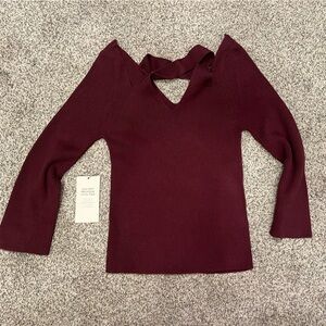 NWT Cache Maroon Ribbed Knit Top XXS